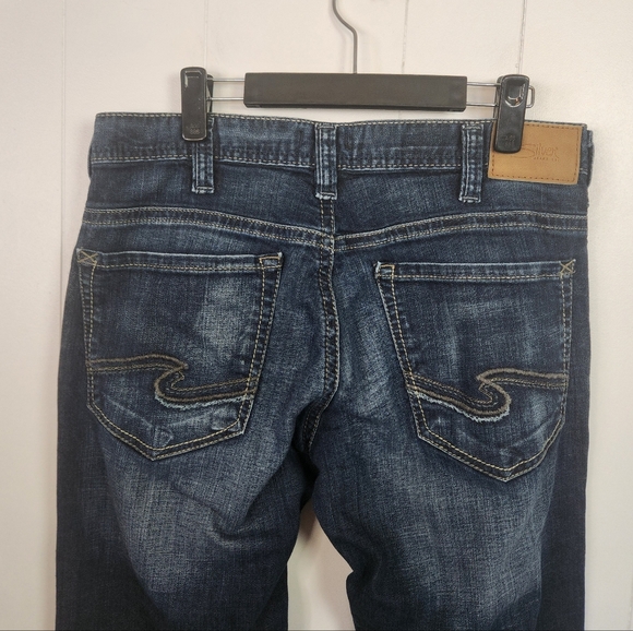 Silver Jeans Mens Gordie Straight Relaxed Leg Size 34x32 Dark Wash Western - Picture 5 of 12